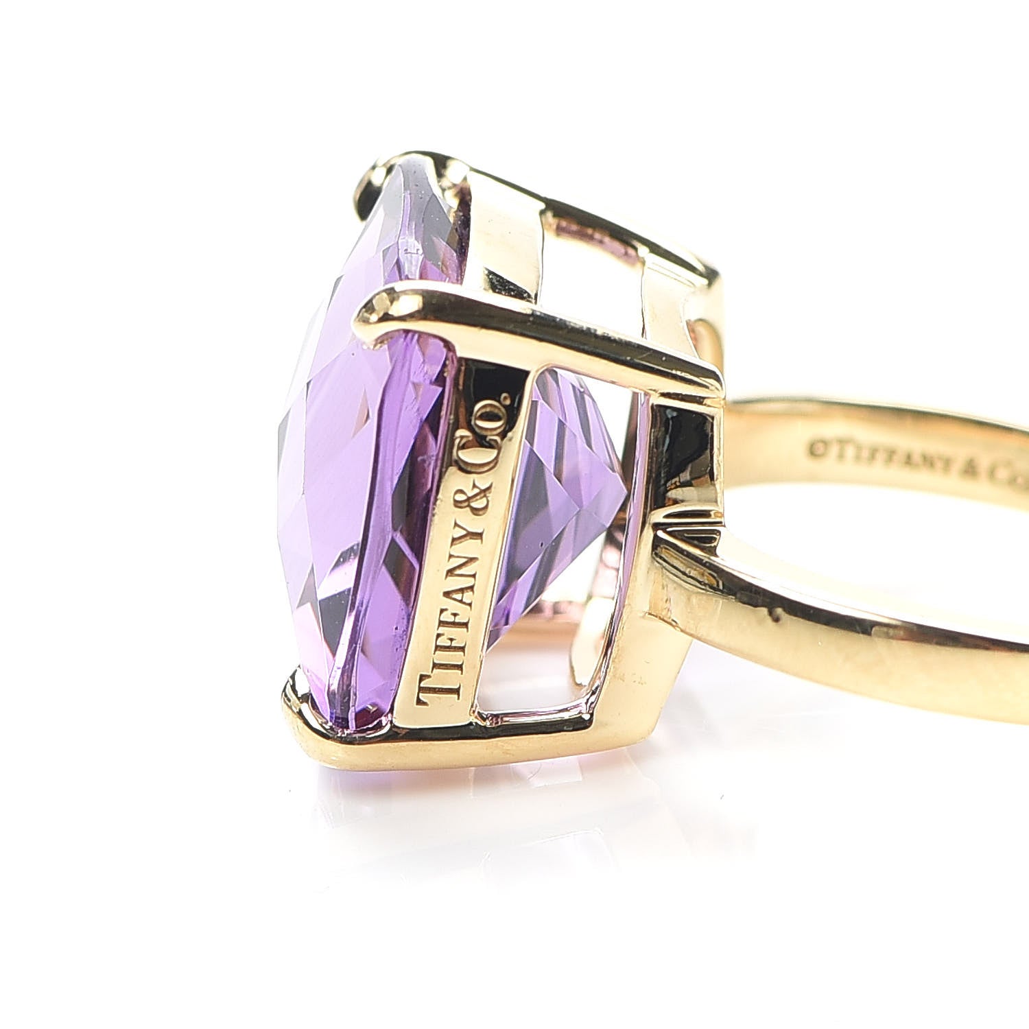 Tiffany 18K Yellow Gold Amethyst Sparklers Cocktail Ring 50 5.5 5 of 6