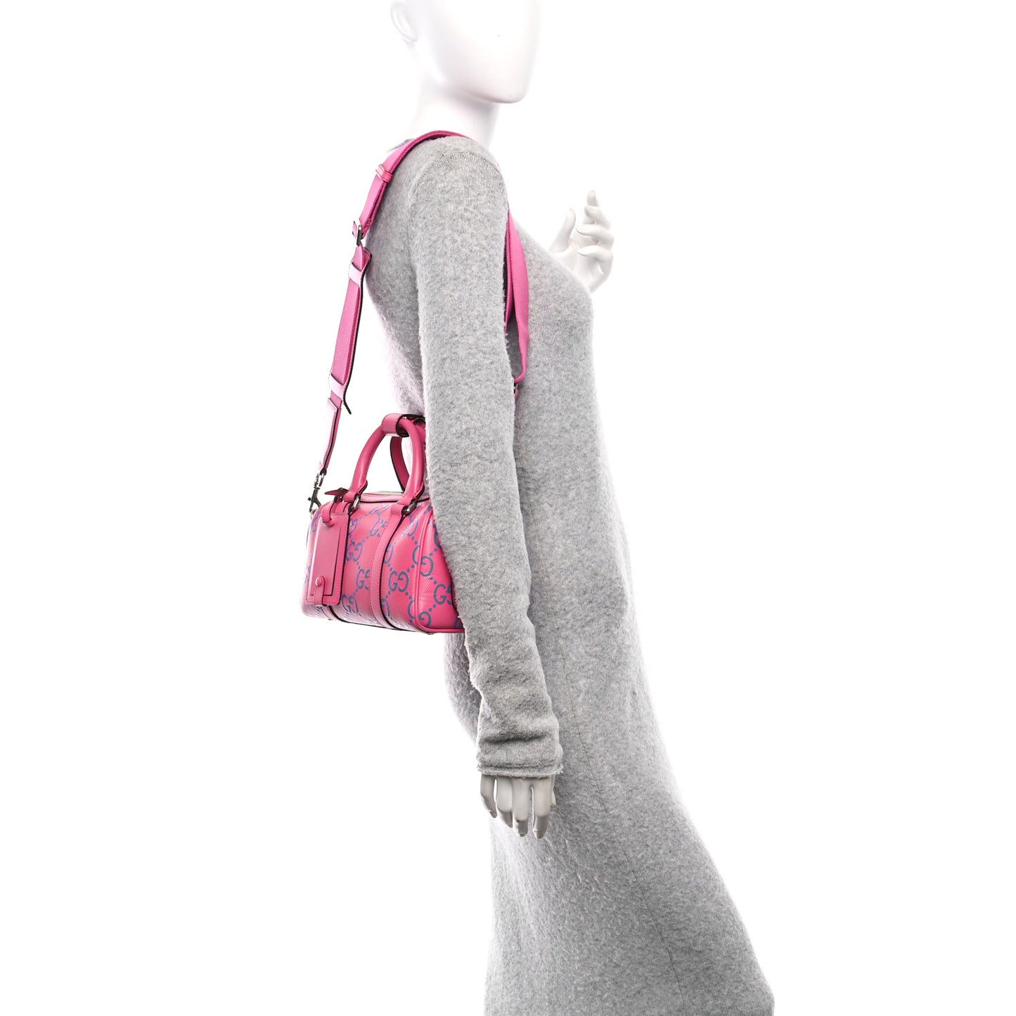 Calfskin GG Tennis Bi-Color Embossed Mini Duffle Bag Modern Fucsia Modern Blue