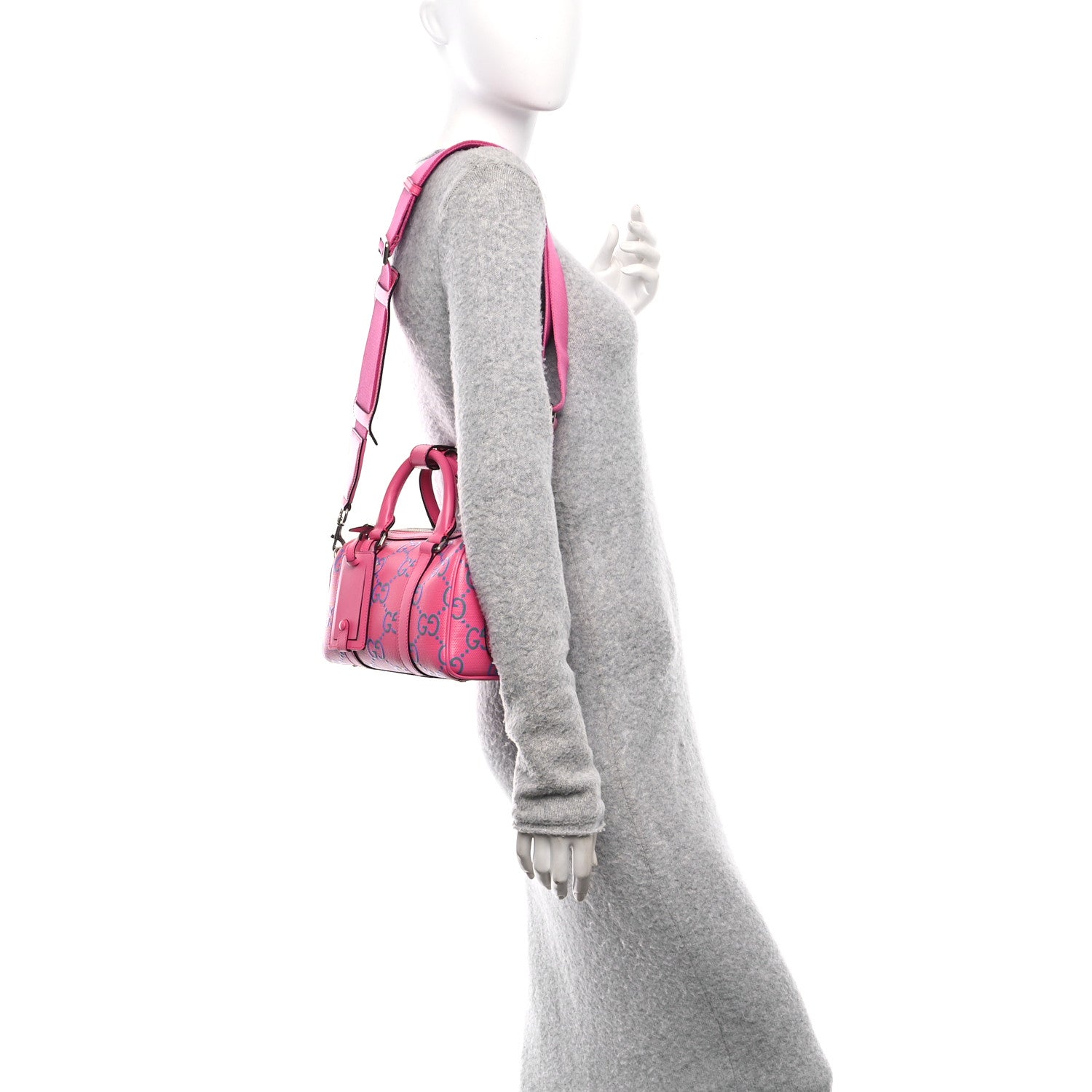 Gucci Calfskin GG Tennis Bi-Color Embossed Mini Duffle Bag Modern Fucsia Modern Blue 2 of 10