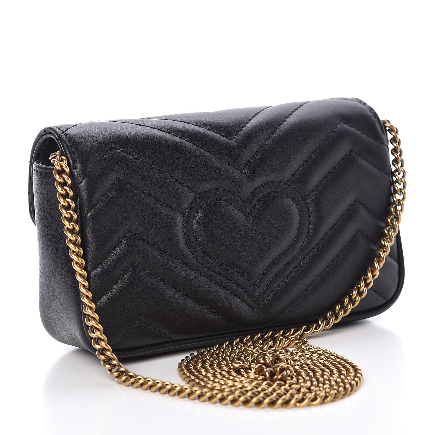 Calfskin Matelasse Super Mini GG Marmont Shoulder Bag Black