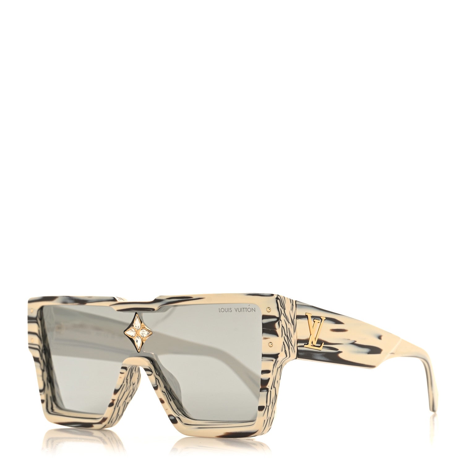 Louis Vuitton Acetate Swarovski Crystal Zebra Cyclone Sunglasses Z1643E Ivory 1 of 8