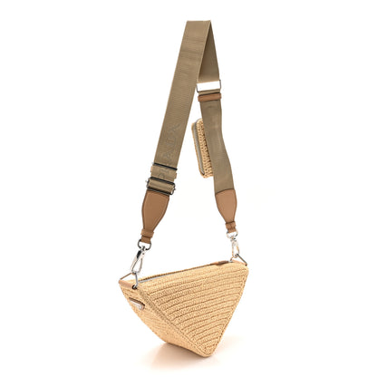 Prada Yarn Raffia Effect Crochet Triangle Shoulder Bag Naturale 3 of 9