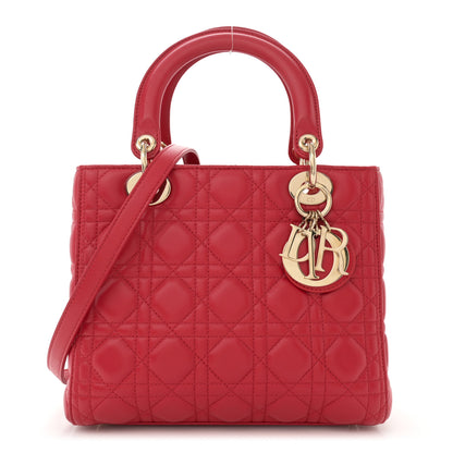 Christian Dior Lambskin Cannage Medium Lady Dior Red 1 of 10
