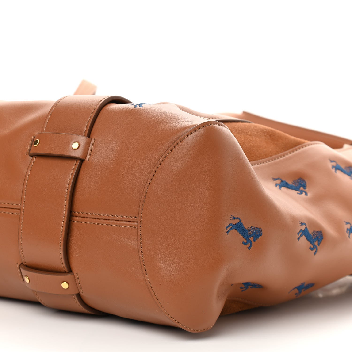 Chloe Smooth Calfskin Little Horses Embroidered Tao Zipped Tote Caramel 10 of 14