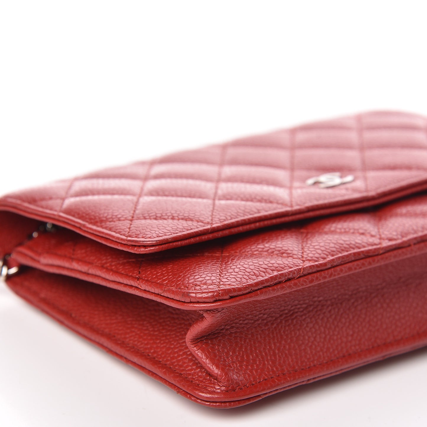 Caviar Quilted Wallet on Chain WOC Red