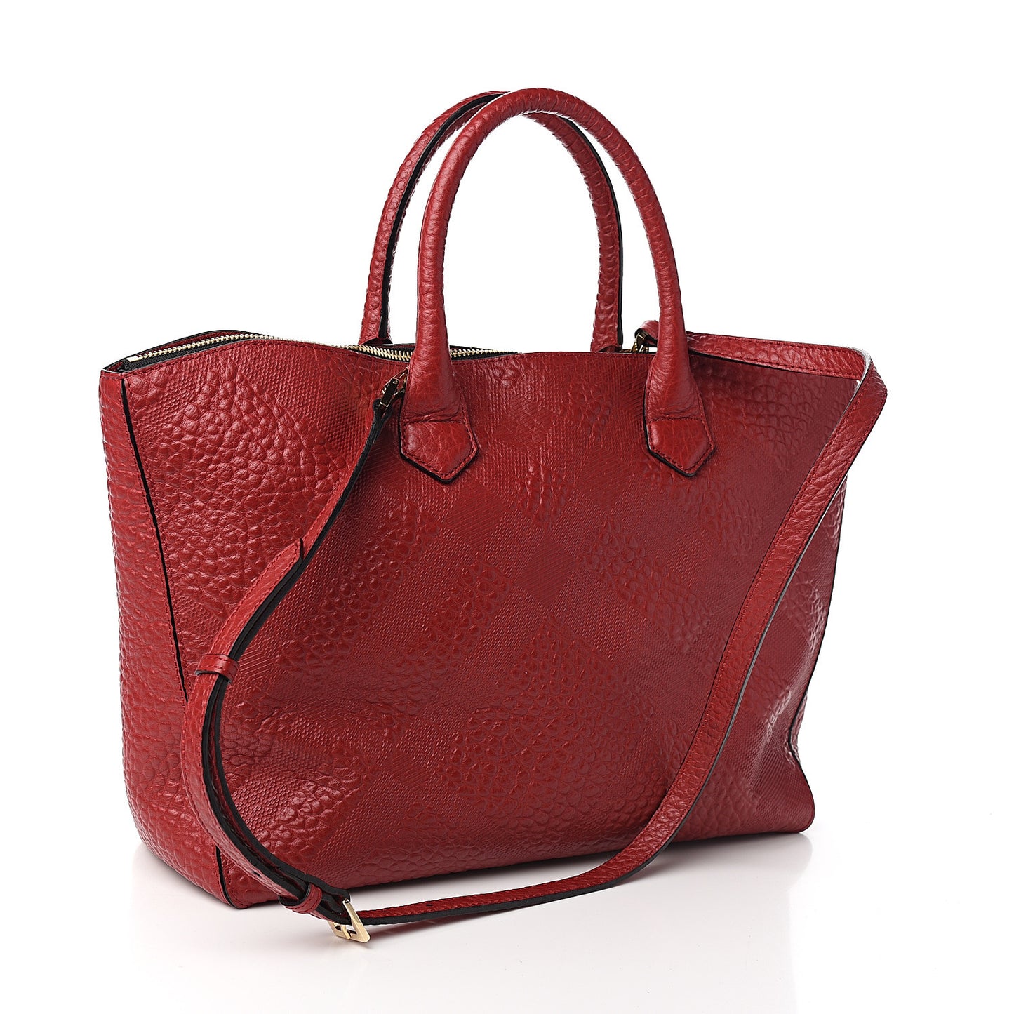 Heritage Grain Check Embossed Medium Dewsbury Tote Military Red