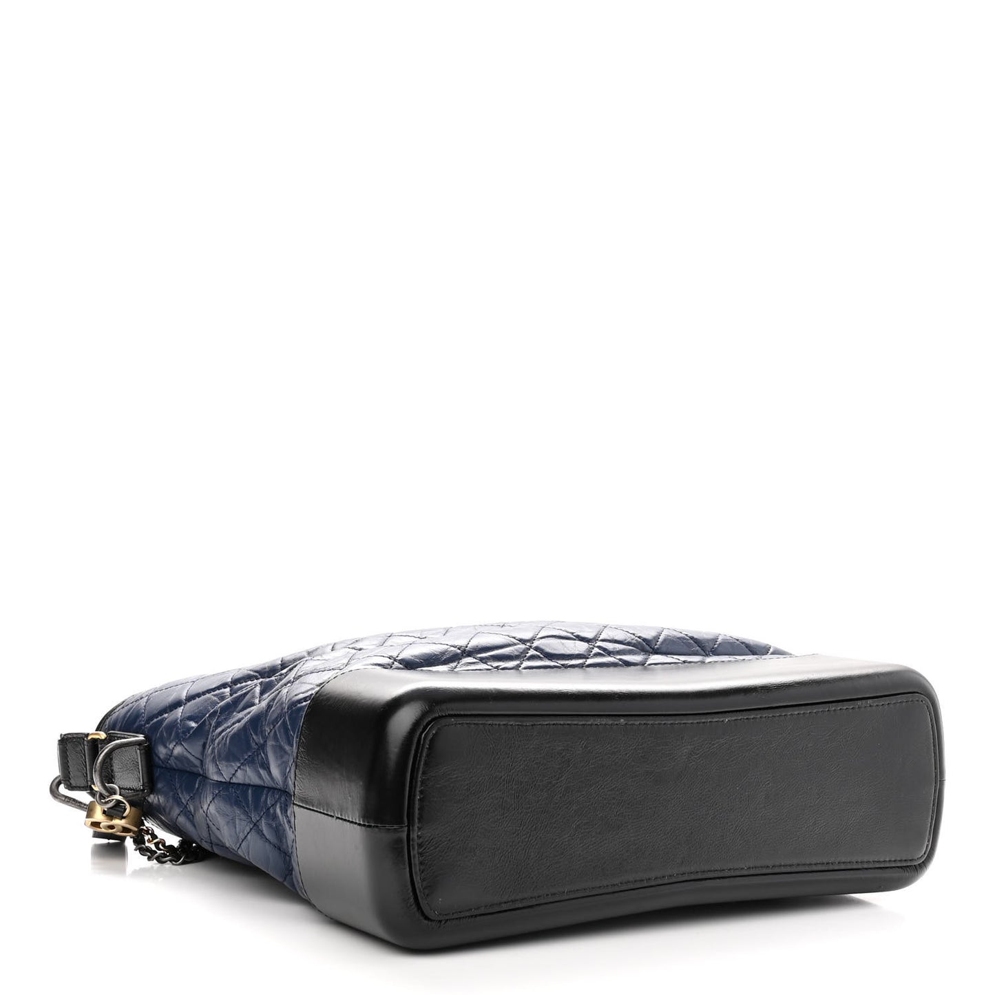 Aged Calfskin Quilted Large Gabrielle Shopping Tote Navy Black