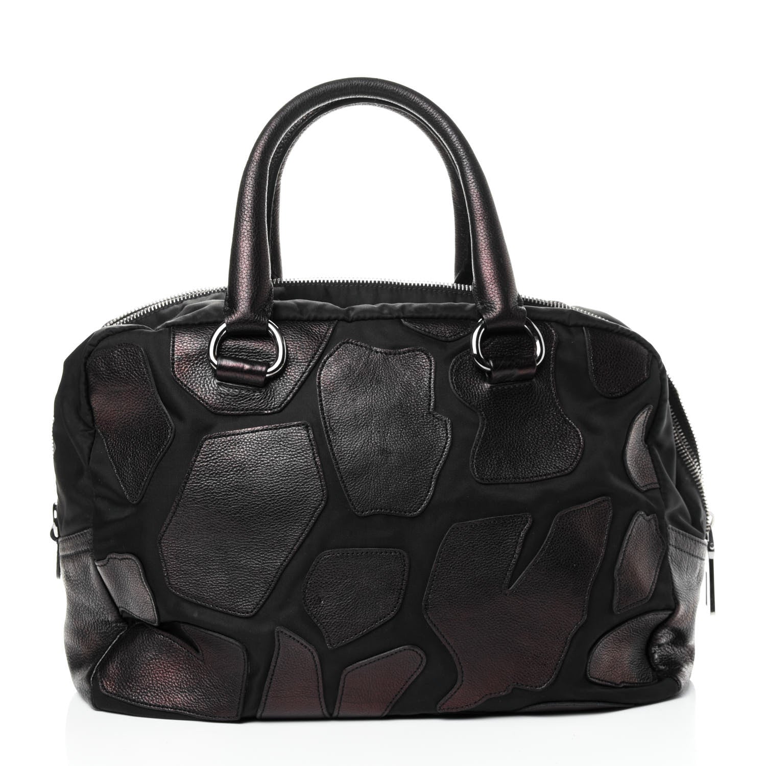 Prada Tessuto Nylon Vitello Satchel Black 3 of 7