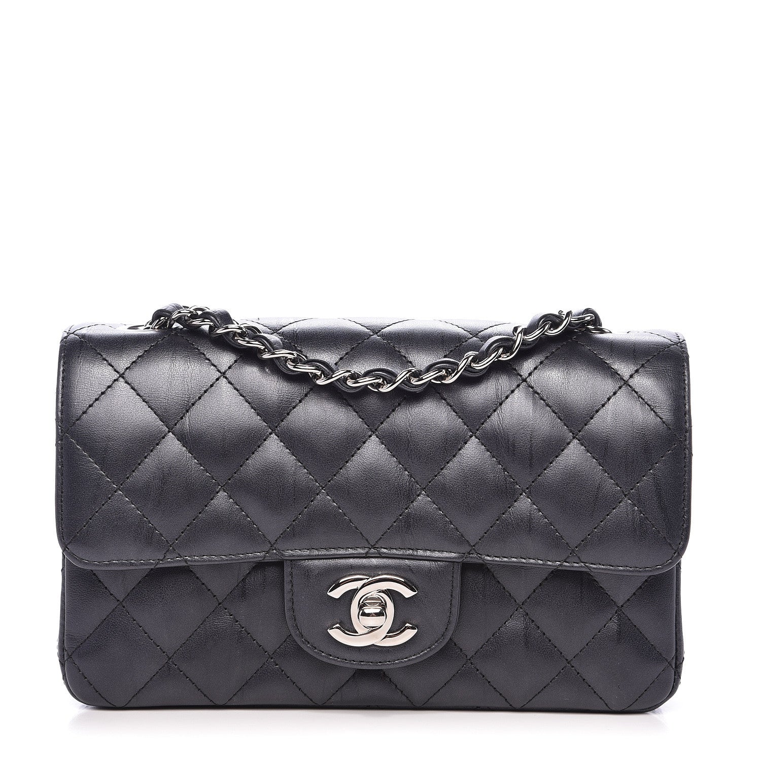Chanel Iridescent Calfskin Quilted Mini Rectangular Flap Charcoal 1 of 11