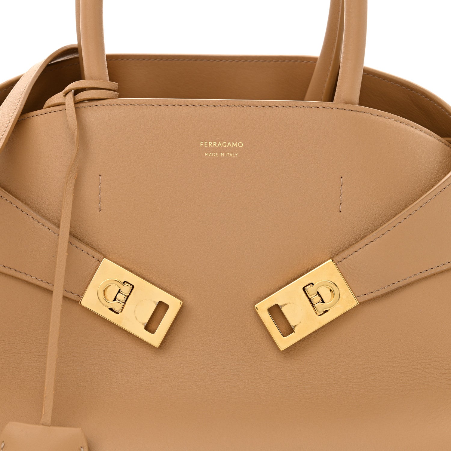 Salvatore Ferragamo Natural Grain Calfskin Small Hug Bag Light Caramel 8 of 11