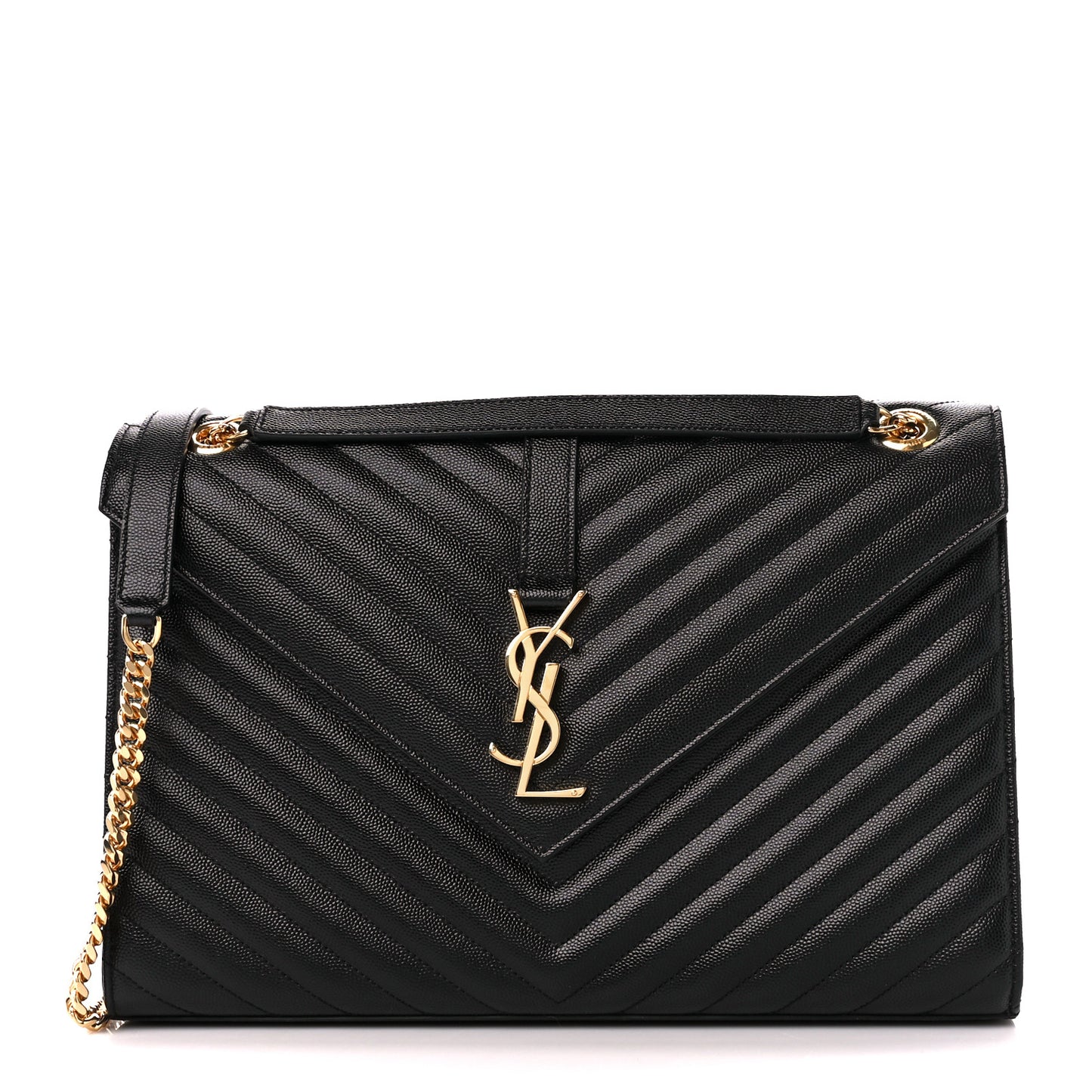 Grain De Poudre Matelasse Chevron Large Monogram Satchel Black