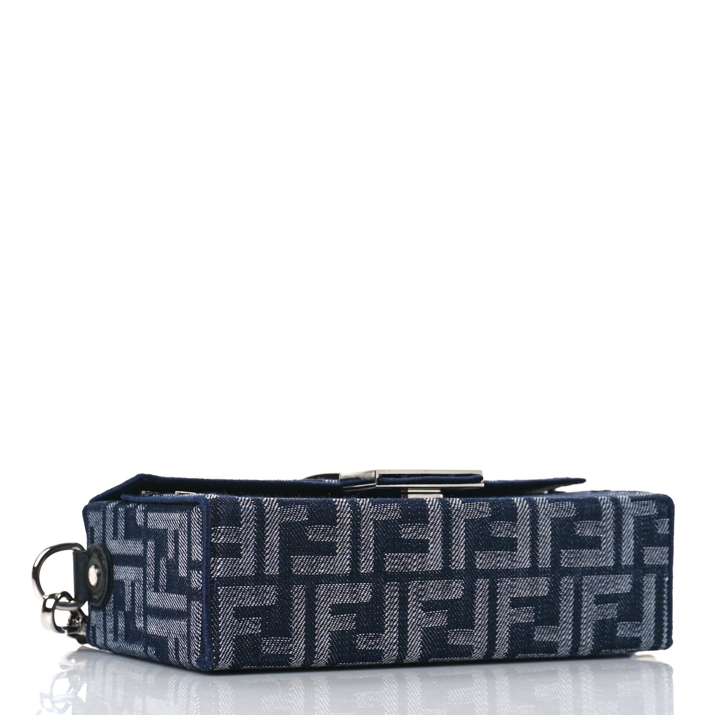 Fabric Jacquard Reactive Jean Denim Vitello Cover FF Baguette Soft Trunk Blue Black