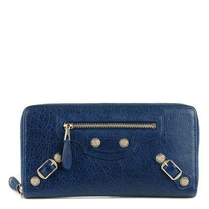 Balenciaga Agneau Giant 12 Silver Hardware Continental Zip Around Bleu Mineral 1 of 8