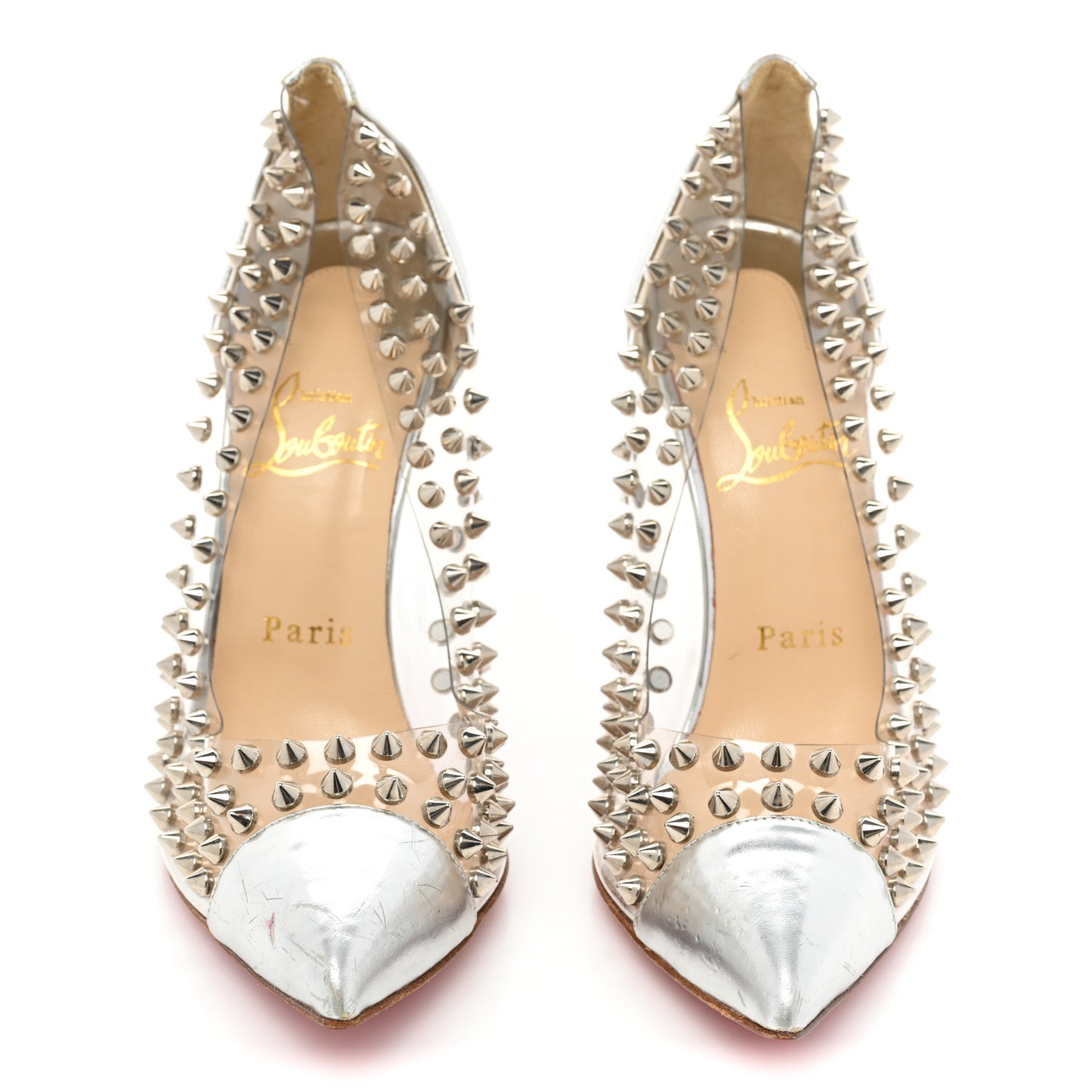 PVC Metallic Gloss Spike Me 100 Pumps 38 Silver
