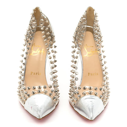 Christian Louboutin PVC Metallic Gloss Spike Me 100 Pumps 38 Silver 2 of 15