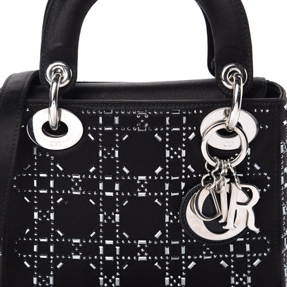 Christian Dior Satin Crystal Cannage Mini Lady Dior Black 10 of 11