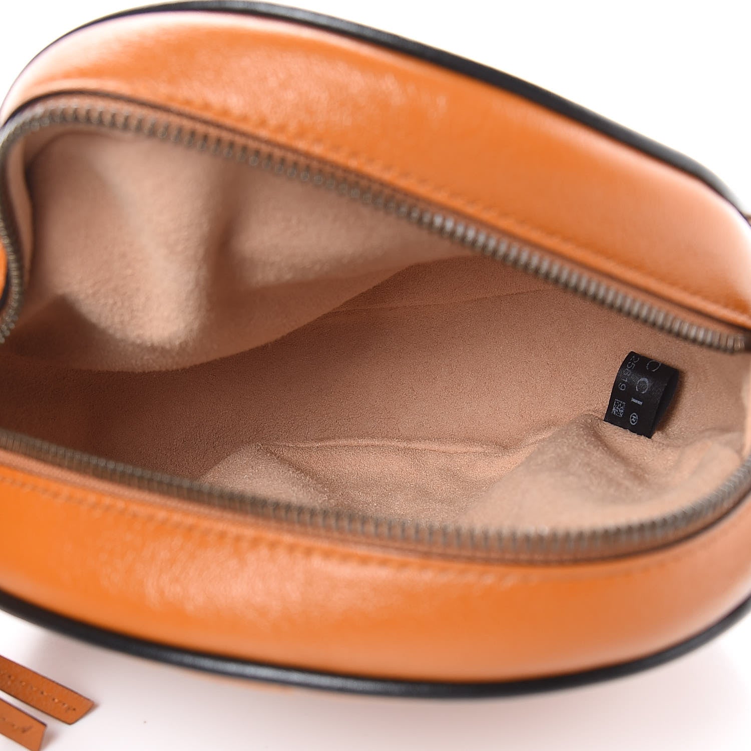 Gucci Azalea Calfskin Matelasse Diagonal Mini Torchon GG Marmont Round Shoulder Bag Cognac Black 5 of 10