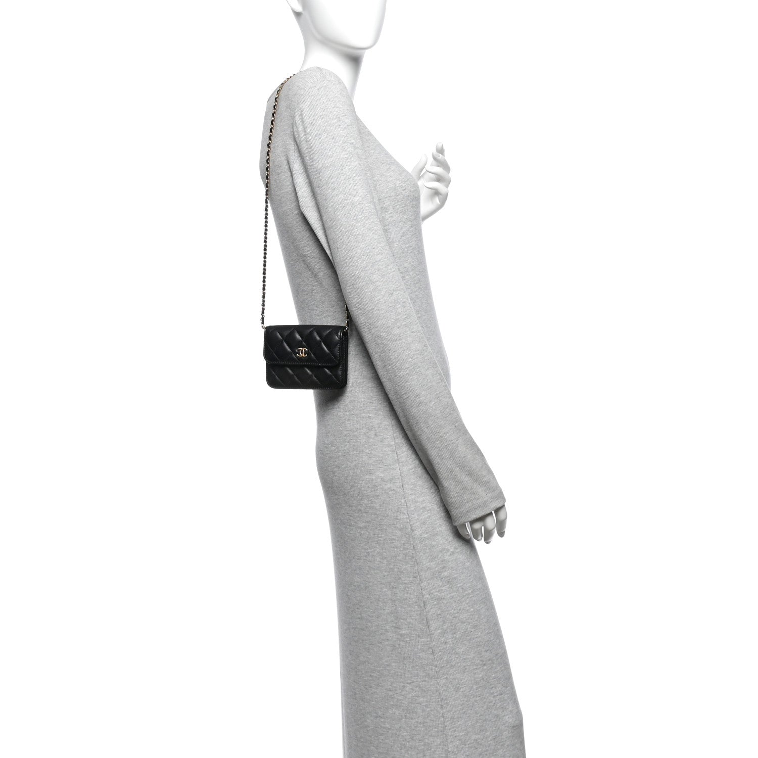 Chanel Lambskin Quilted Pearl Crush Clutch With Chain Black 2 of 12