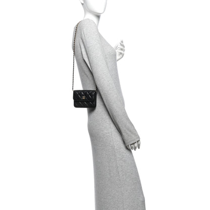 Chanel Lambskin Quilted Pearl Crush Clutch With Chain Black 2 of 12