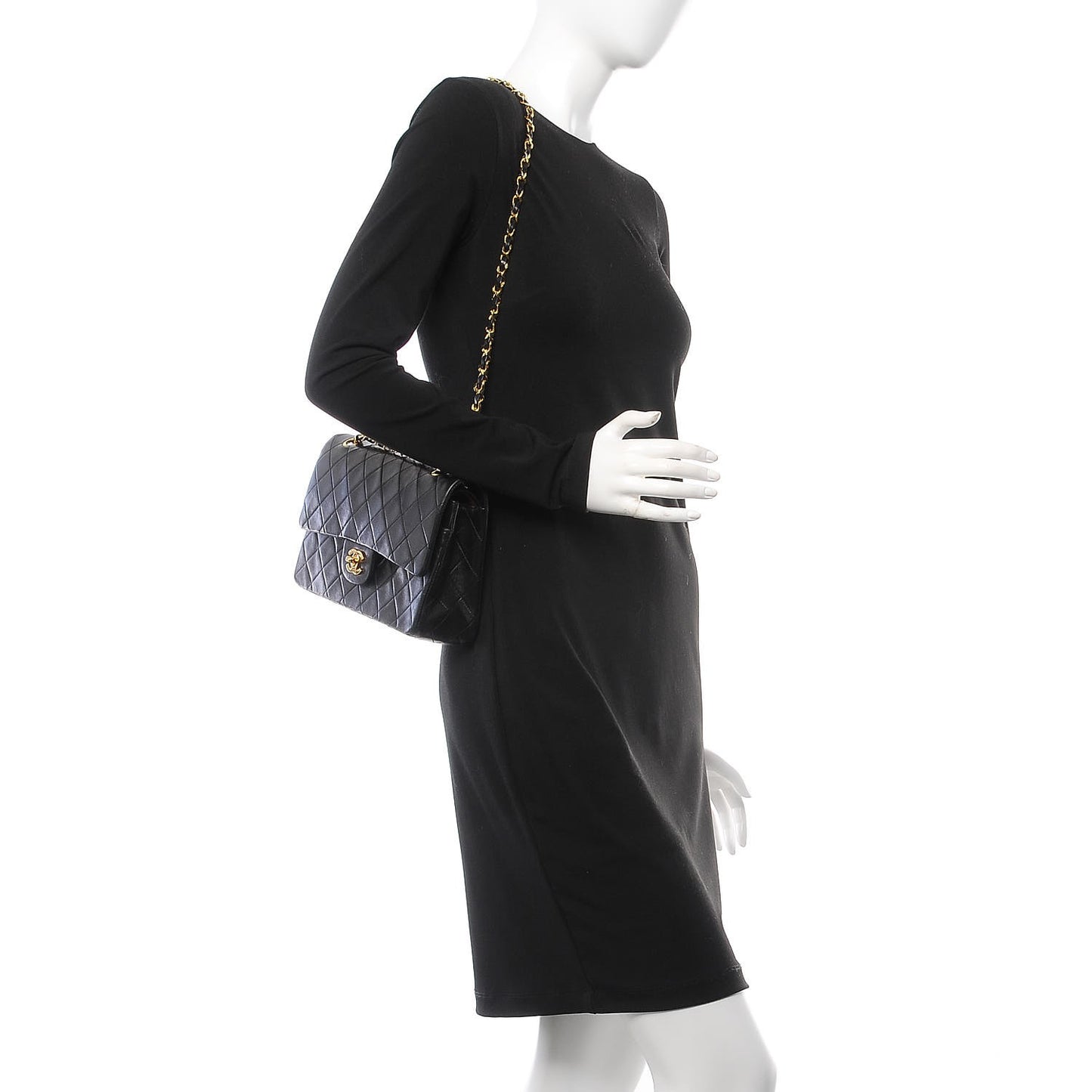 Lambskin Quilted Medium Double Flap Black