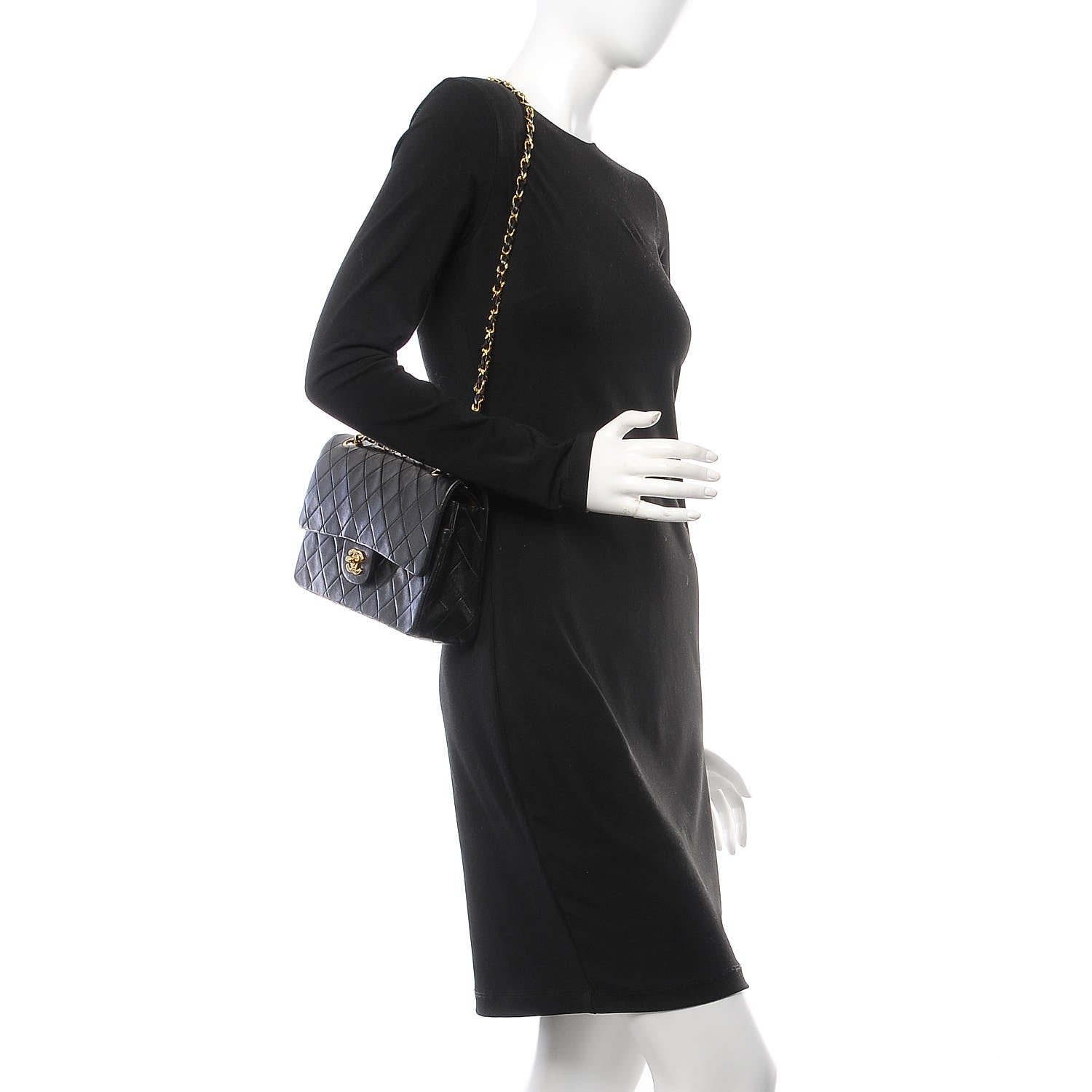 Chanel Lambskin Quilted Medium Double Flap Black 3 of 10