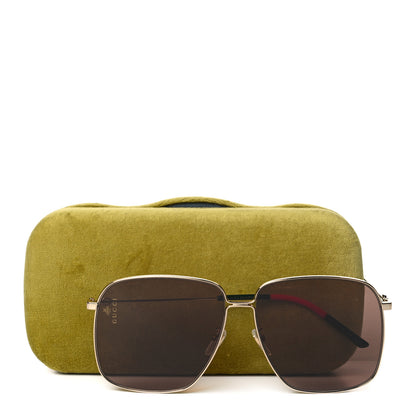 Gucci Web Rectangular Frame Interlocking G Sunglasses GG0394S Green Red 6 of 6