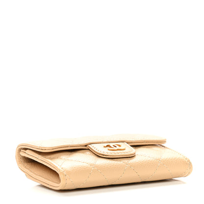 Chanel Caviar Quilted Flap Card Holder Wallet Beige 4 of 10