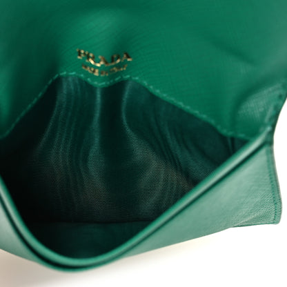 Prada Saffiano Triangle Card Holder Wallet Mango 5 of 7