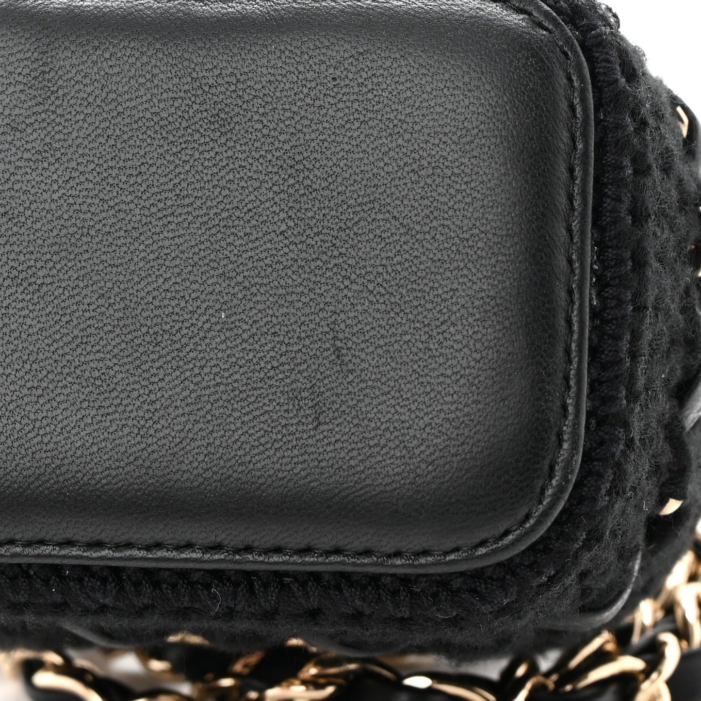 Lambskin Crochet Small Vanity Case With Chain Black