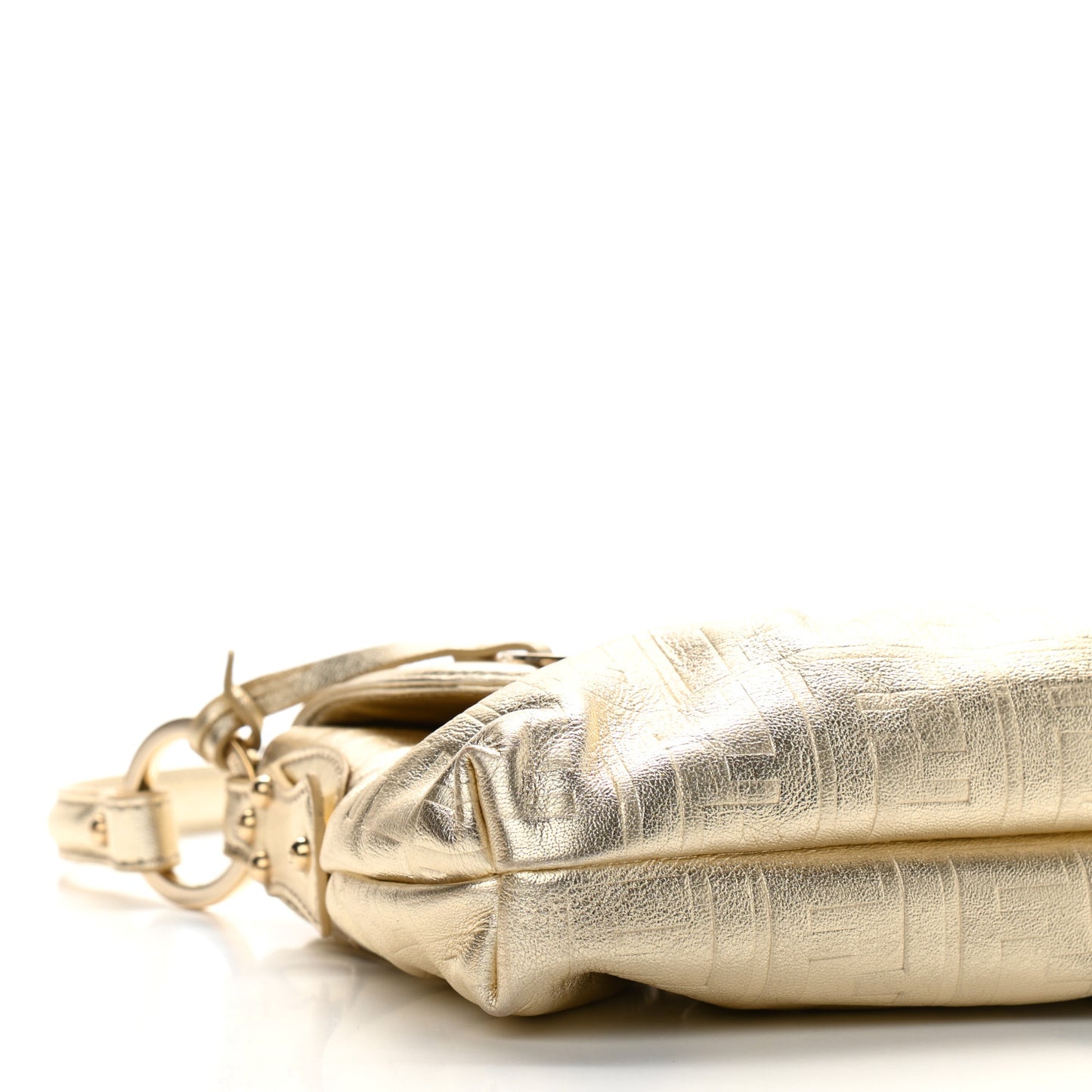 Metallic Calfskin FF Embossed Small Chef Shoulder Bag Gold