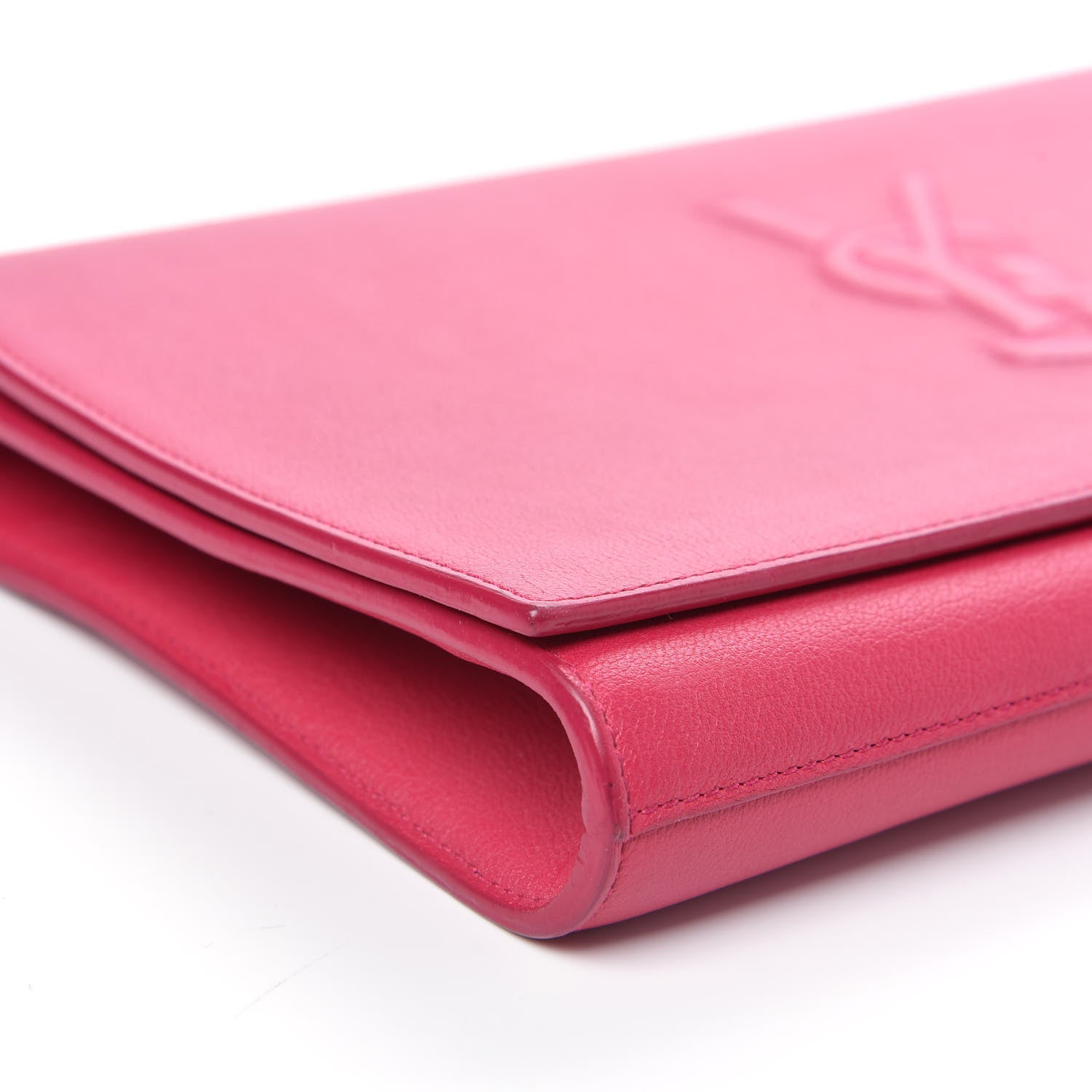 Saint Laurent Calfskin Monogram Large Belle De Jour Clutch Lipstick Fuchsia 7 of 11