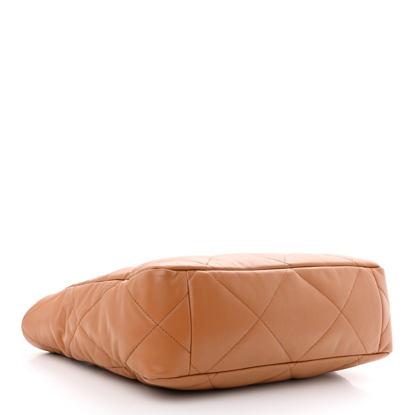 Lambskin Quilted Chanel 19 East West Shopping Bag Brown