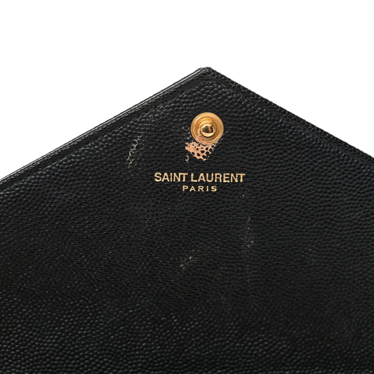 Saint Laurent Grain De Poudre Matelasse Chevron Monogram Envelope Chain Wallet Black 6 of 15