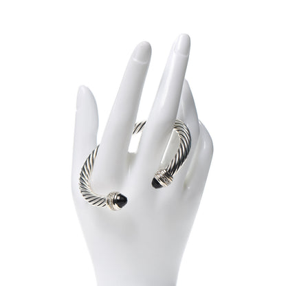 David Yurman Sterling Silver Diamond Black Onyx 7mm Cable Classics Bracelet 2 of 4