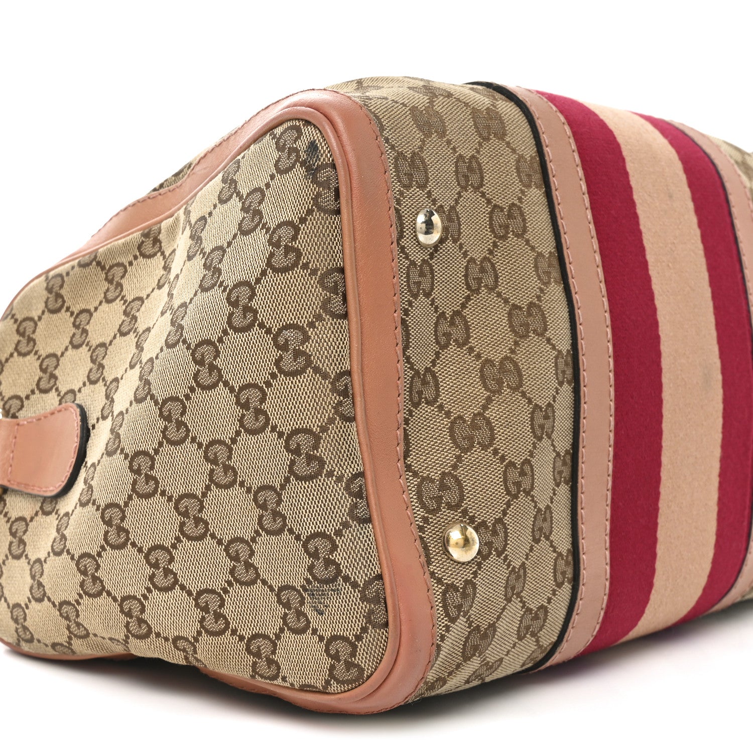 Gucci Monogram Vintage Web Medium Boston Pink 9 of 11