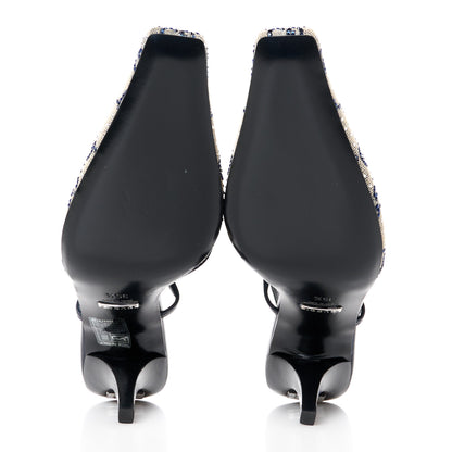 Gucci GG Monogram Malaga Kid Crystal Square G 75mm Slingback Pumps 35.5 Beige Blue 5 of 9