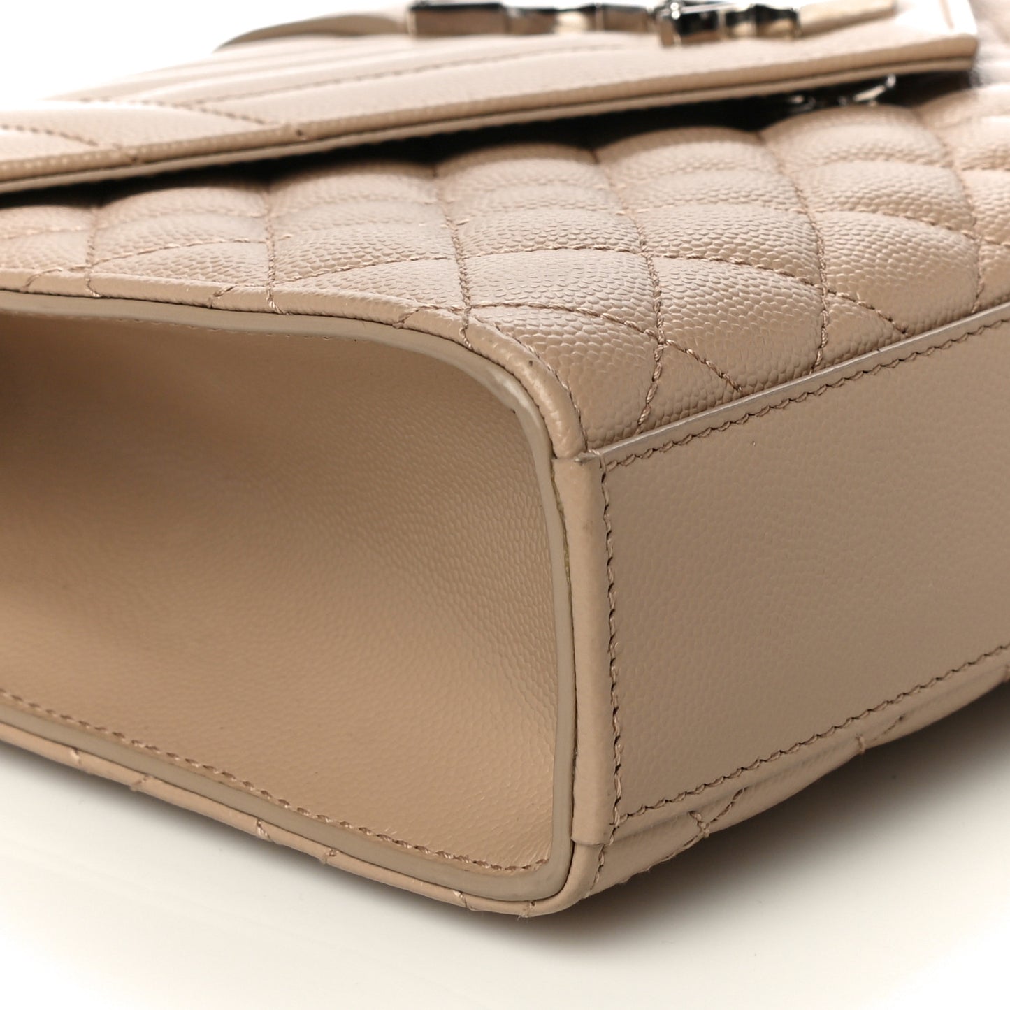 Grain De Poudre Textured Mixed Matelasse Medium Triquilt Monogram Satchel Dark Beige