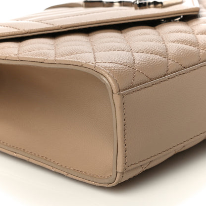 Saint Laurent Grain De Poudre Textured Mixed Matelasse Medium Triquilt Monogram Satchel Dark Beige 9 of 11