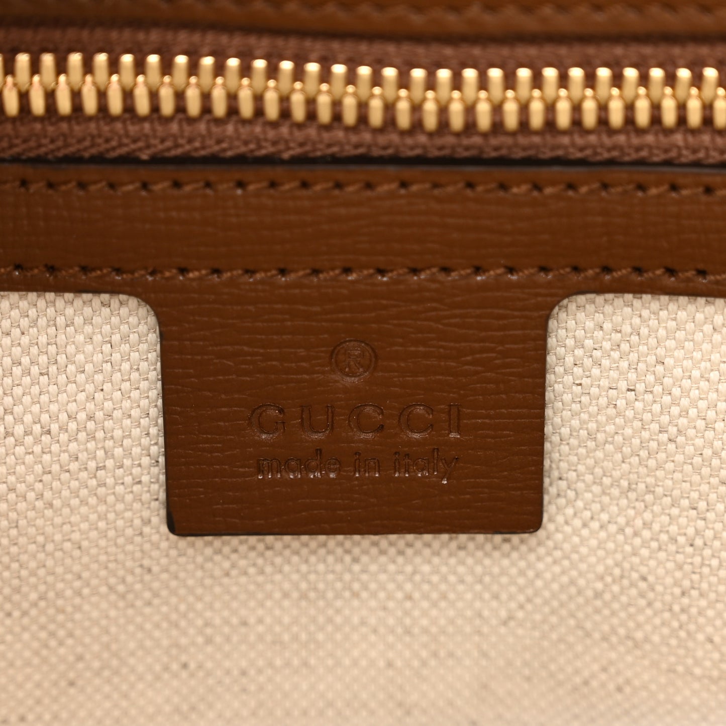 GG Supreme Monogram Azalea Calfskin Small Retro Interlocking G Tote Bag Beige Ebony Brown Sugar