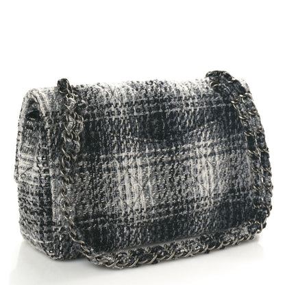 Chanel Tweed Quilted Medium Double Flap Black Grey 3 of 11