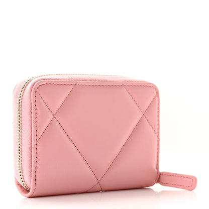 Chanel Lambskin Quilted Chanel 19 Zip Around Coin Purse Wallet Light Pink 3 of 7