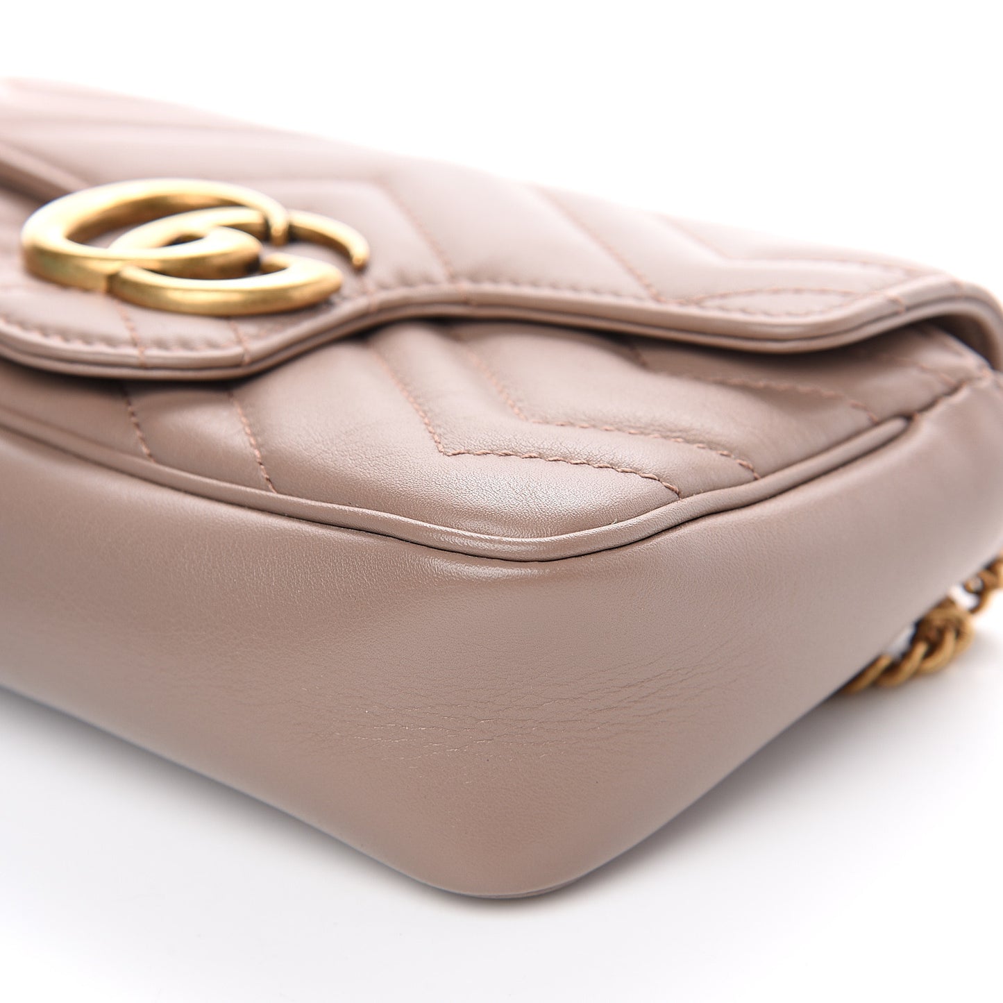Calfskin Matelasse Super Mini GG Marmont Shoulder Bag Porcelain Rose