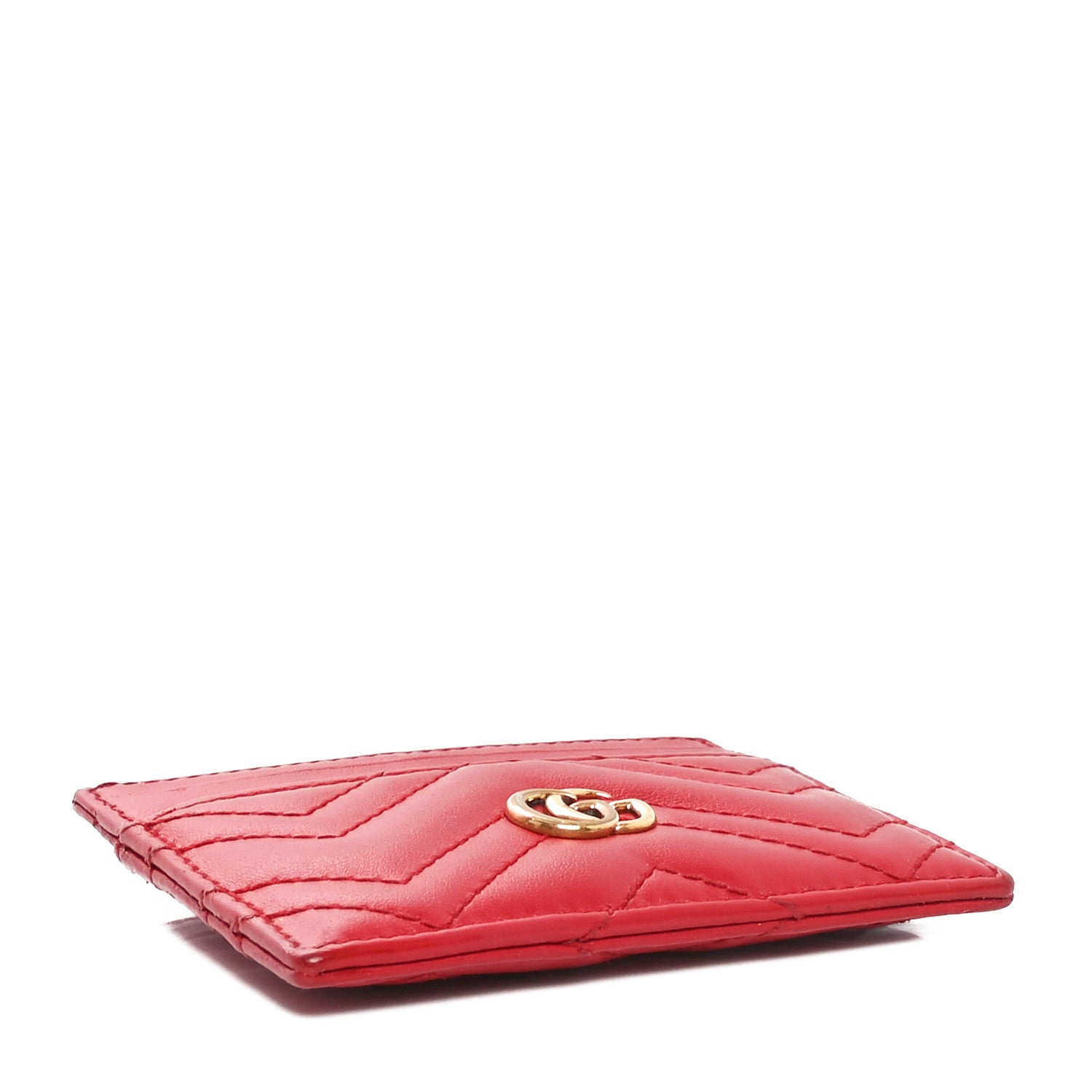 Gucci Calfskin Matelasse GG Marmont Card Holder Hibiscus Red 4 of 8