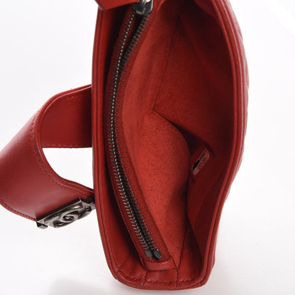 Chanel Lambskin Quilted Mini Boy Phone Holder Clutch Red 7 of 10