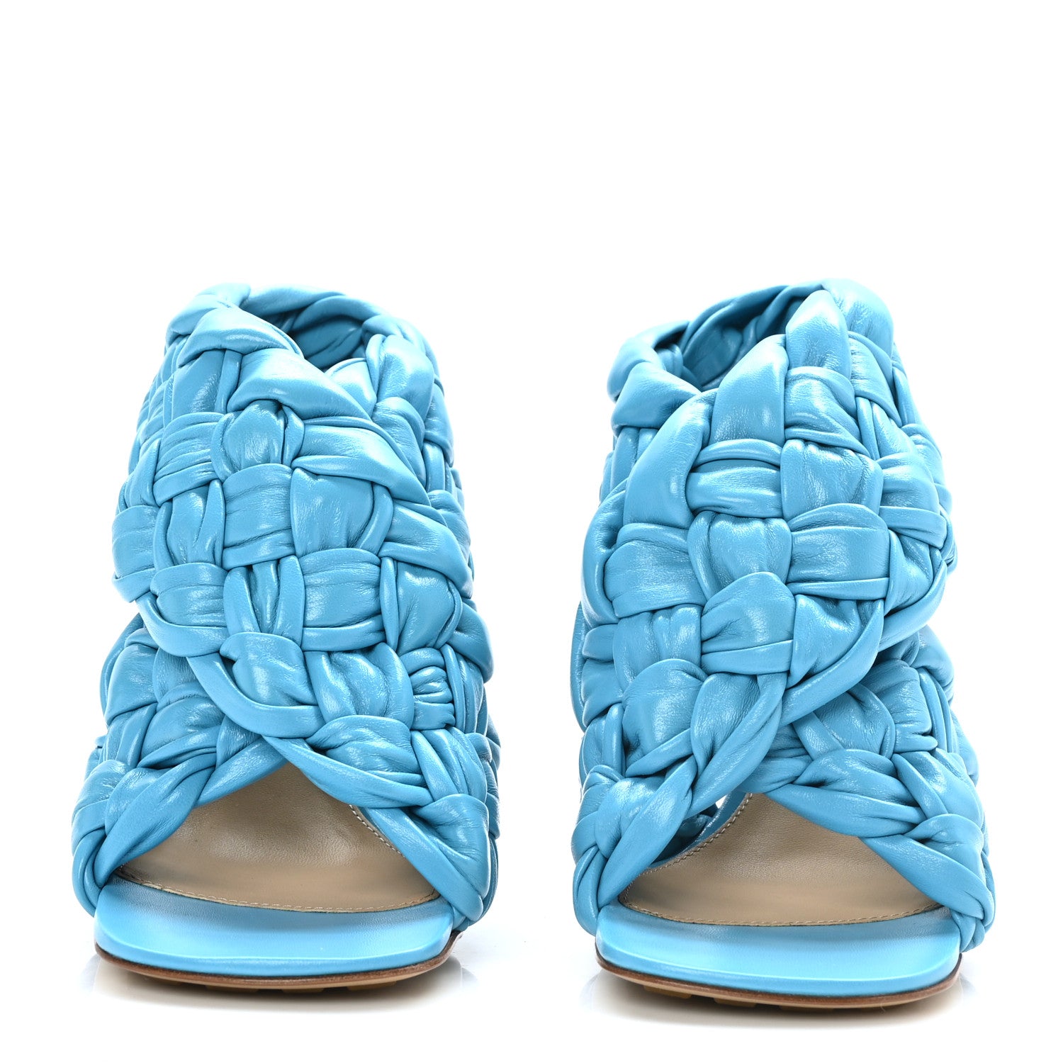 Bottega Veneta Shiny Nappa Intrecciato The Board Sandals 36 Sky Blue 2 of 7
