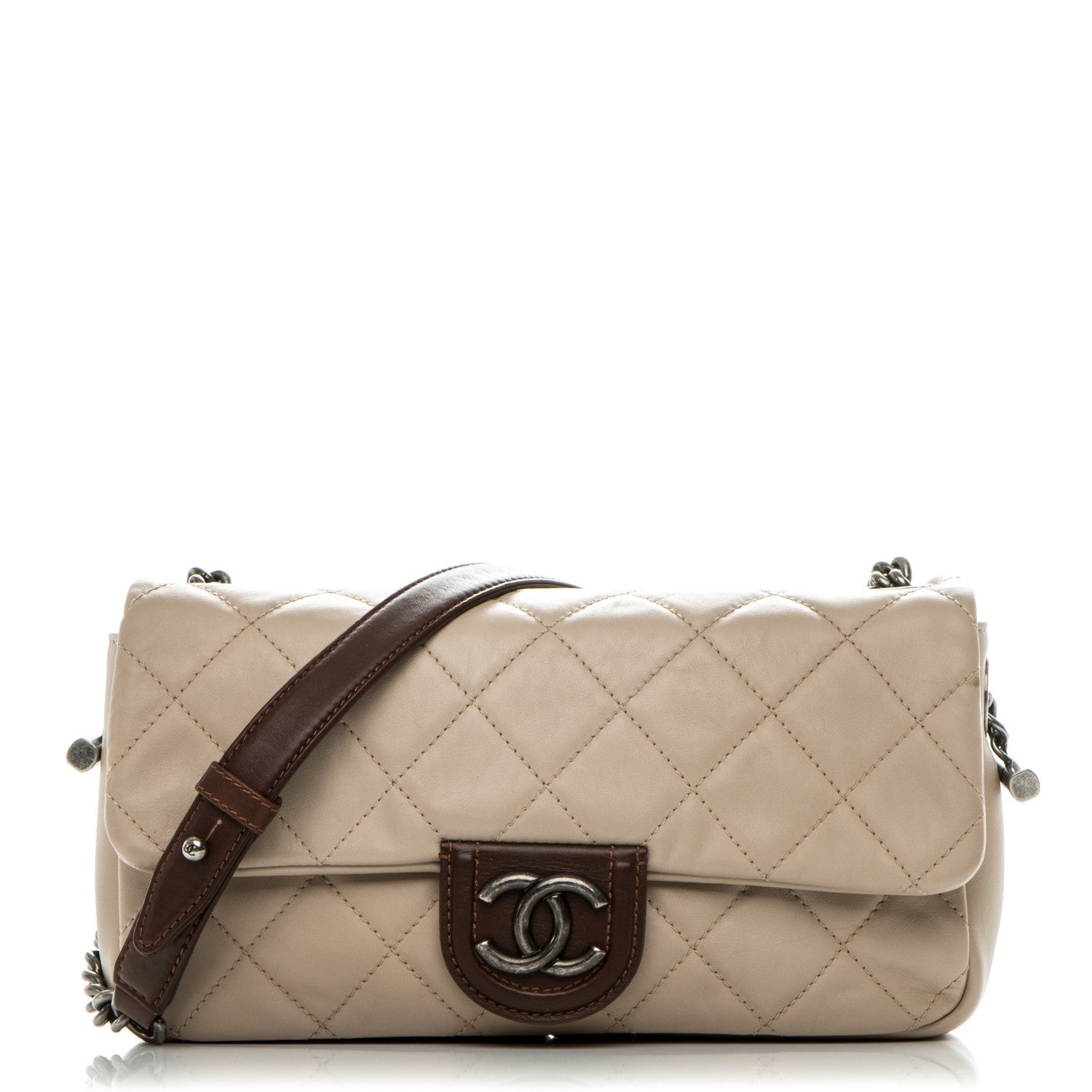 Chanel Calfskin Country Chic Flap Ecru Brown 1 of 7