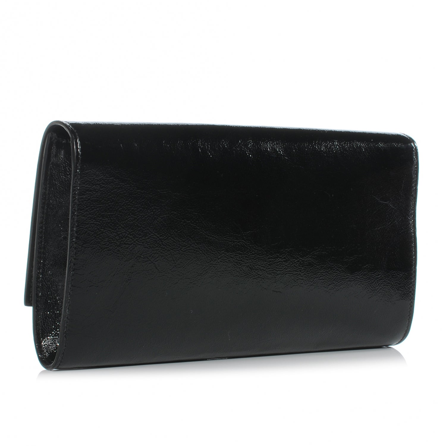 Saint Laurent Textured Patent Monogram Large Belle De Jour Clutch Black 3 of 7