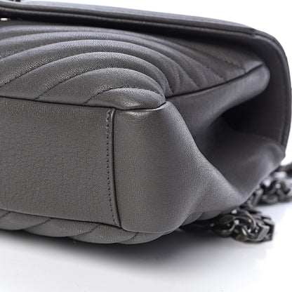 Saint Laurent Sheepskin Matelasse Chevron Monogram Medium College Bag Asphalt 8 of 9