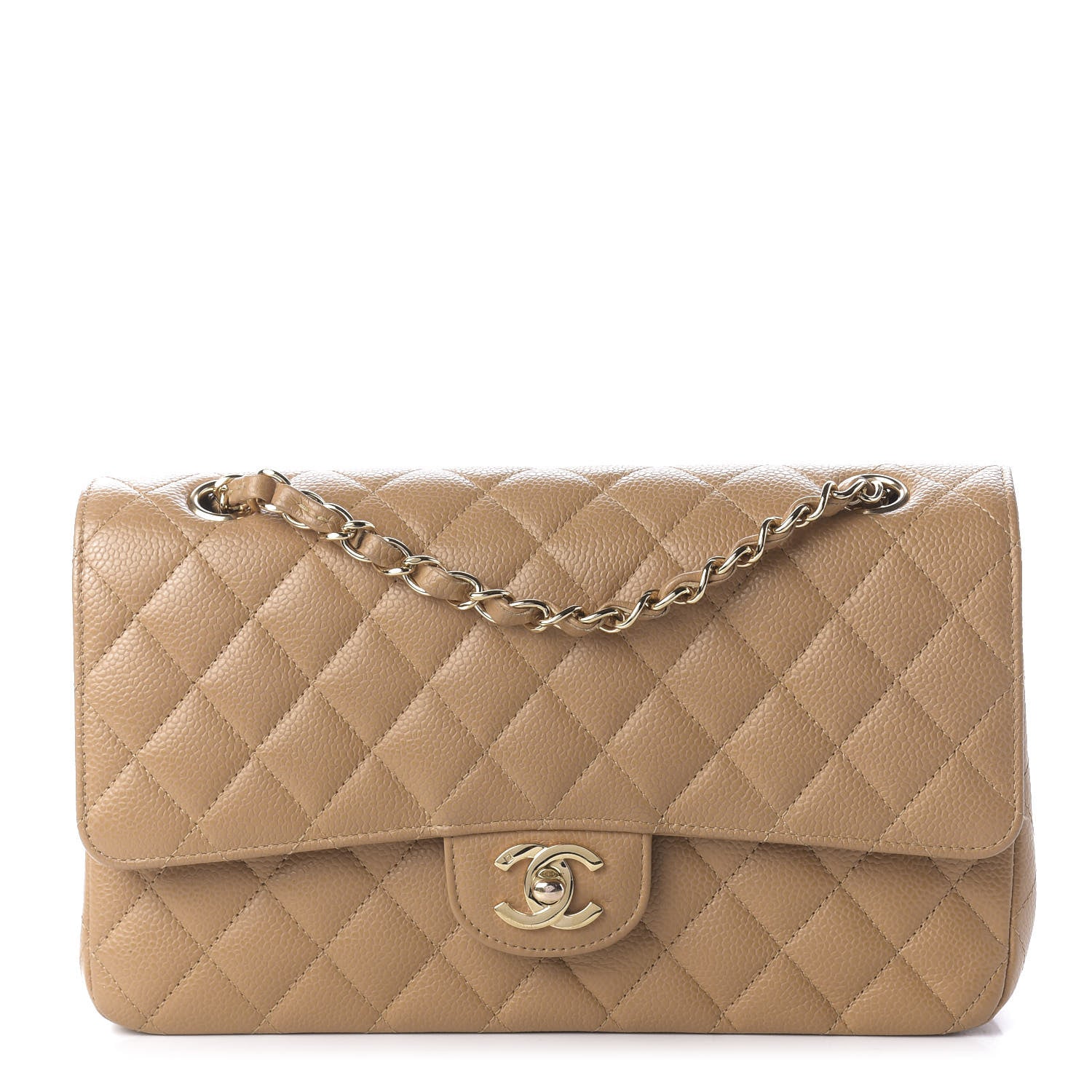 Chanel Caviar Quilted Medium Double Flap Beige 1 of 11