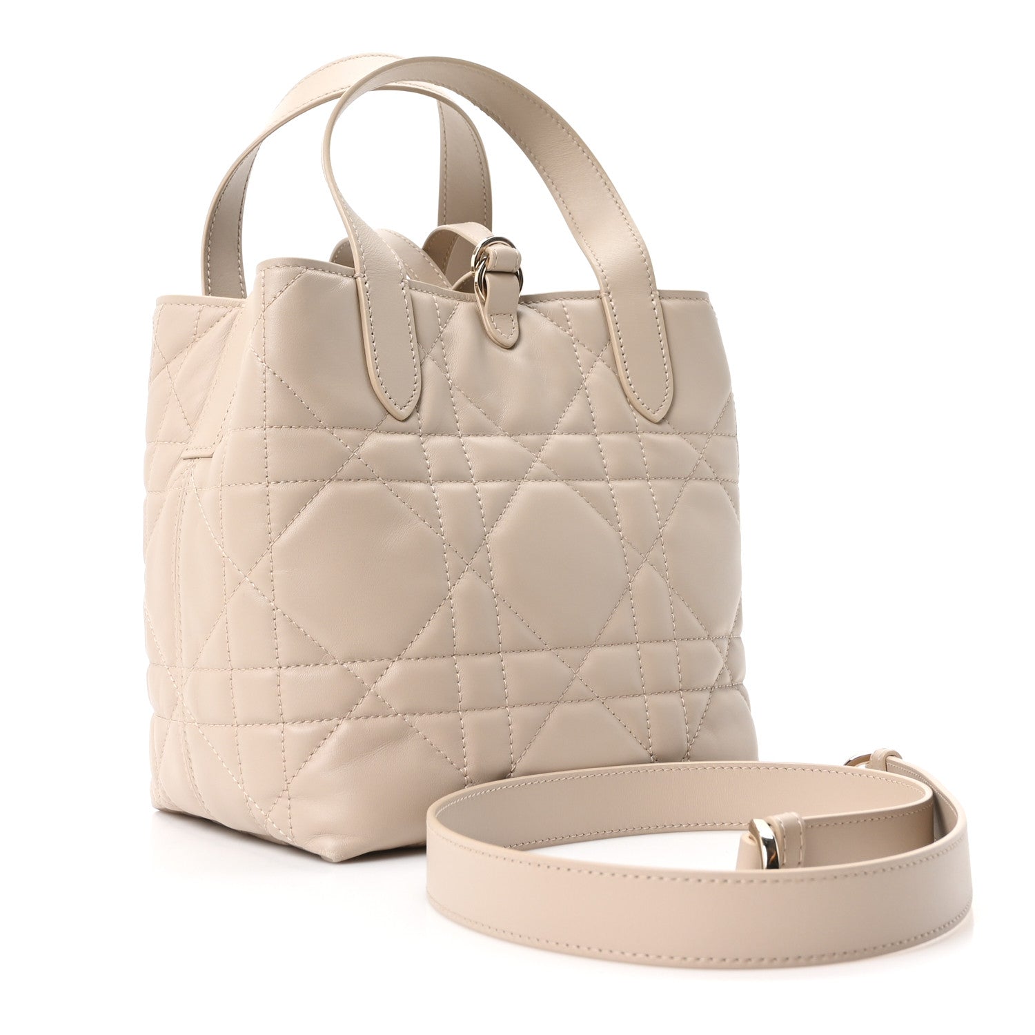 Christian Dior Calfskin Macrocannage Small Toujours Vertical Tote Powder Beige 2 of 10